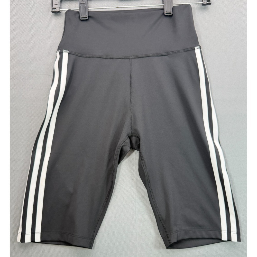 Adidas Originals Womens Small Bike Shorts Black 3-Stripes High Waisted Tights
